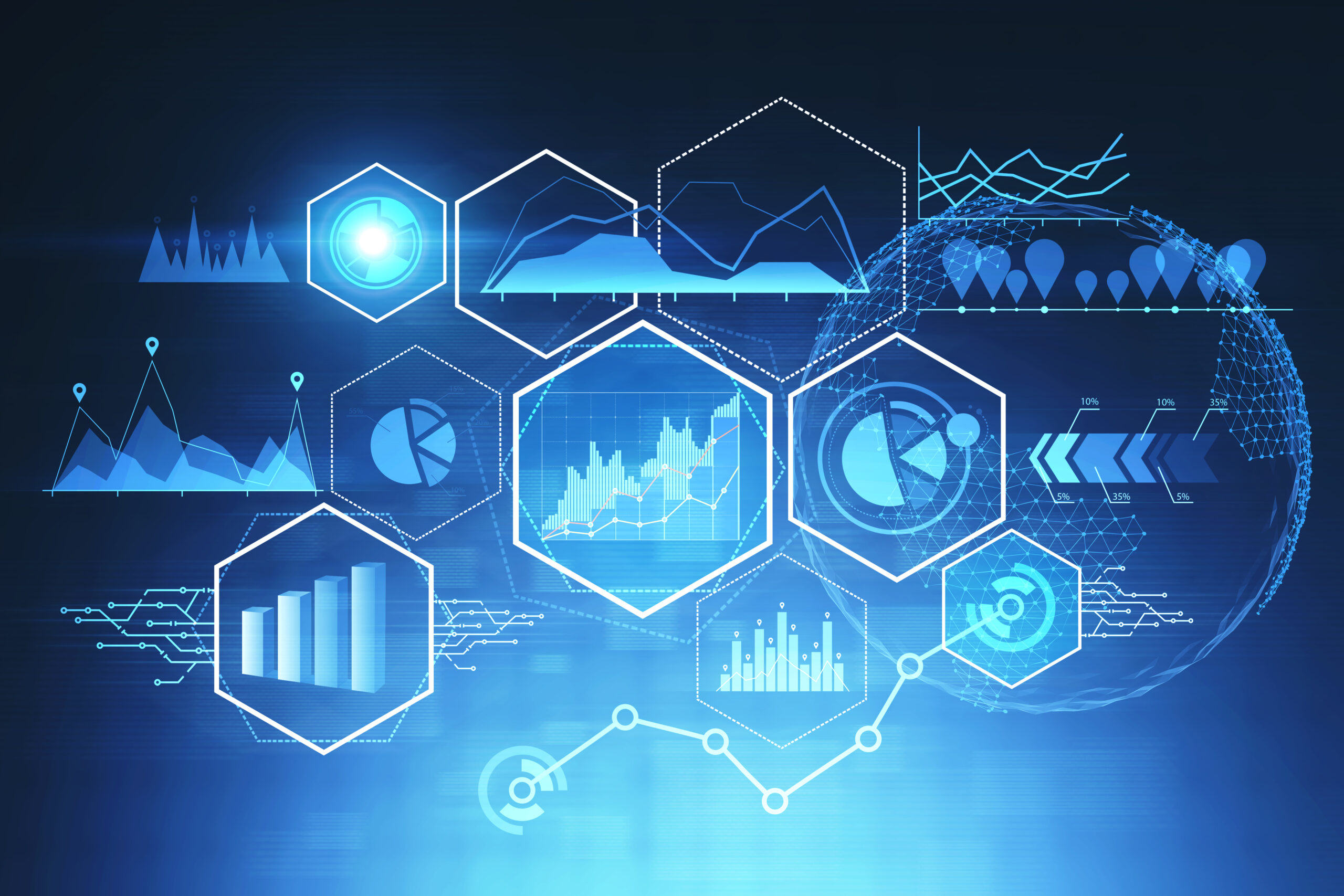 Digital interface with graphs and data symbolizing MVP development